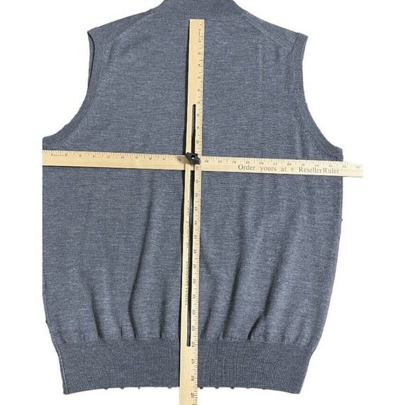 NWOT Peter Millar 100% Merino Wool 1/4 Zip Pullover Vest Gray Medium Men - Picture 5 of 7